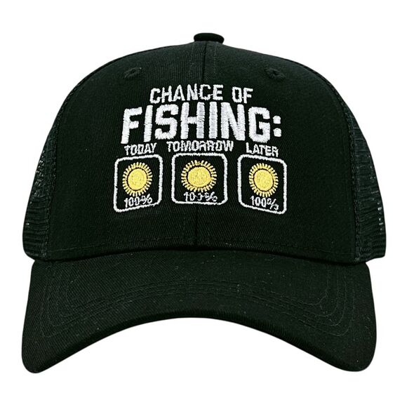 Chance Of Fishing Hat Funny Sarcastic Fishing Graphic Novelty Cap - Picture 1 of 5